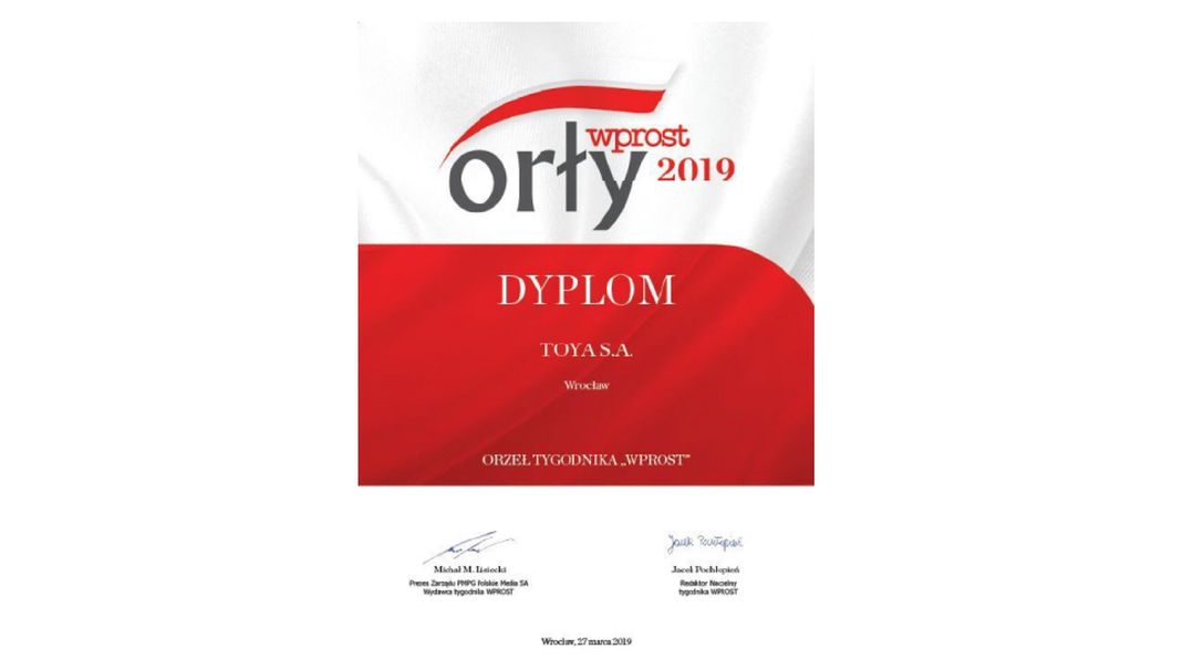 Winner of the Orły Wprost 2019 Award